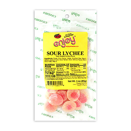 Enjoy Sour Lychee Gummy Candy, 3 Oz Bag