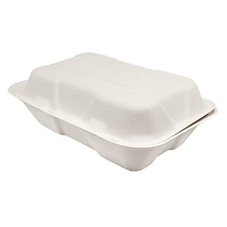 Karat Earth Bagasse Clamshell Takeout Containers, 2"H x 6"W x 9"D, Natural, Case Of 200 Clamshells