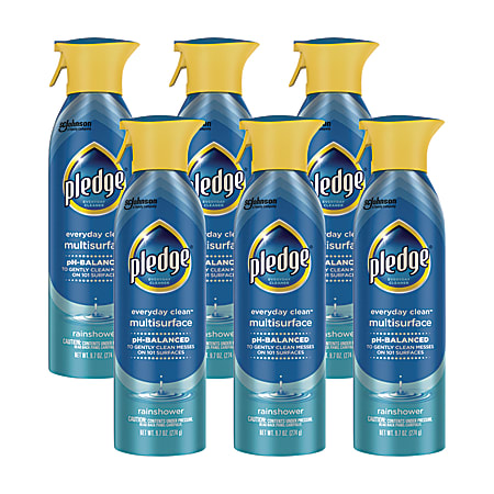 Pledge® Multi-Surface Everyday, Rainshower, 9.7 oz Aerosol Spray, 6/Carton