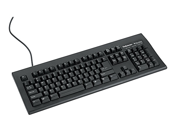 Fellowes® USB 104-Key Keyboard With Microban®, Black