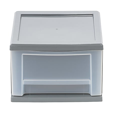 Iris® Stackable Storage Bin With Drawer, 5-13/16"H x 8-3/4"W x 12-3/4"D, Gray