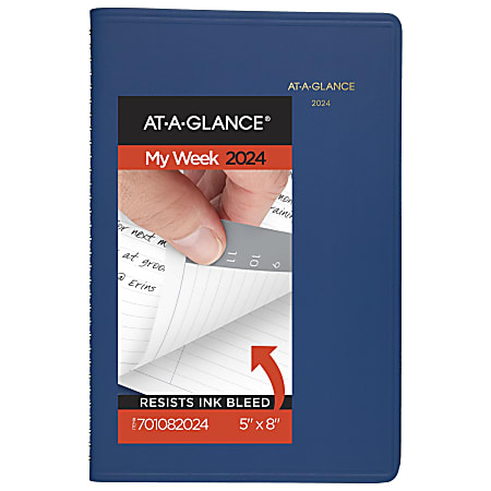 2024 AT-A-GLANCE® Fashion Weekly Appointment Book Planner, 5" x 8", Blue, January To December 2024, 7010820