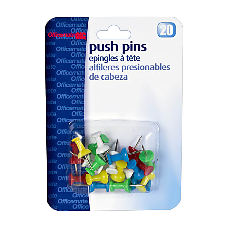 OIC® Pushpins, Assorted Colors, Pack Of 20
