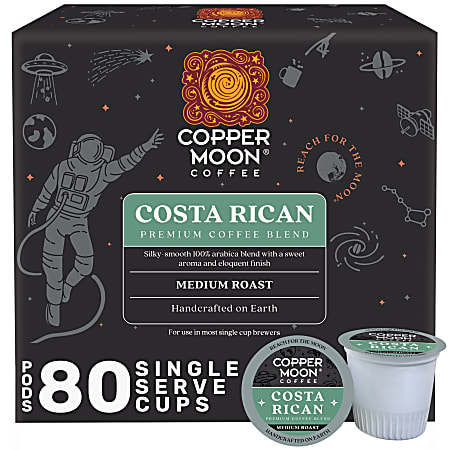 Copper Moon Single-Serve Coffee Pods for Keurig K-Cup Brewers, Medium Roast, Costa Rican Blend, 80 Count