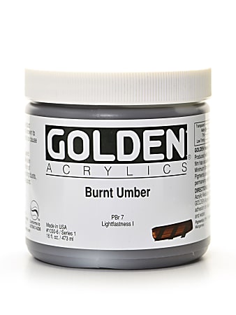 Golden Heavy Body Acrylic Paint, 16 Oz, Burnt Umber
