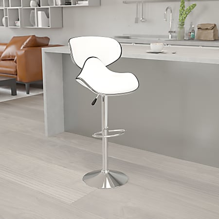Flash Furniture Cozy Mid-Back Adjustable Bar Stool, Gray/White