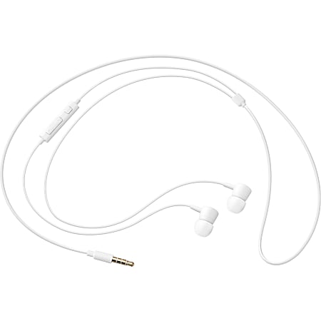 Samsung HS130 Wired Headset w/ Inline Mic, White - Stereo - Wired - 32 Ohm - 20 Hz - 20 kHz - Earbud - Binaural - In-ear - 3.94 ft Cable - White