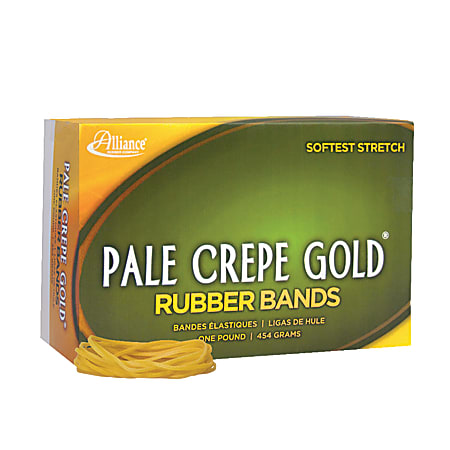 Alliance® Pale Crepe Gold® Rubber Bands , #18, 3" x 1/16", 1 Lb, Box Of 2,205
