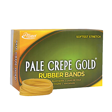 Alliance® Pale Crepe Gold® Rubber Bands, #32, 3" x 1/8", 1 Lb, Box Of 1,100