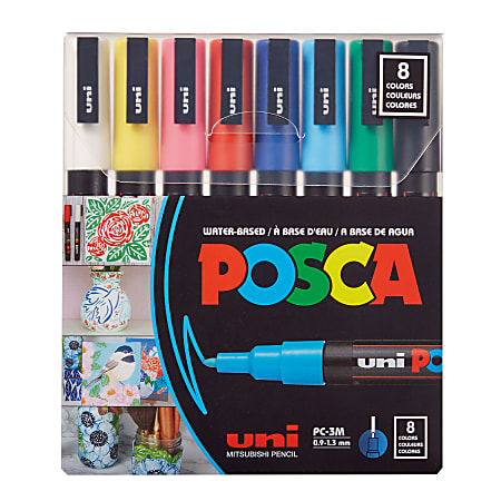 uni POSCA PC-3M Water-Based Paint Markers, Reversible Fine