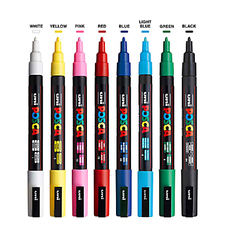 Posca Paint Pens Marker Set, Fine Point PC-3M, 8 Colors