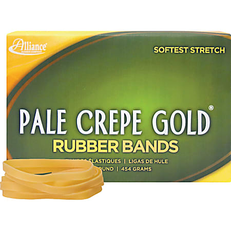 Alliance® Pale Crepe Gold® Rubber Bands, #64, 3 1/2" x 1/4", 1 Lb, Box Of 490