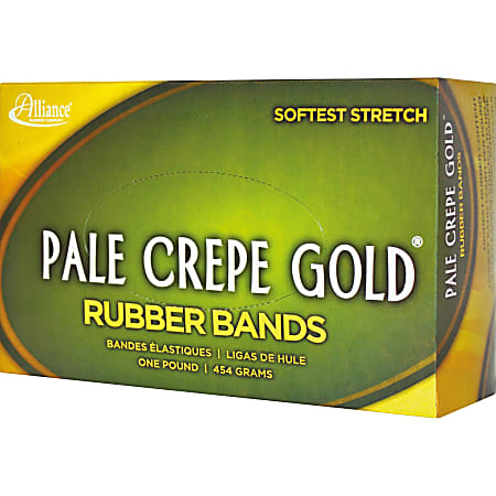 Alliance Rubber Pale Crepe Gold® Rubber Bands, #64, 3 1/2" x 1/4", 1 Lb, Box Of 490
