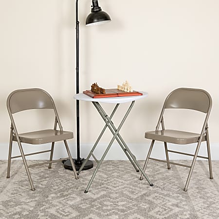 Flash Furniture HERCULES Series Double Braced Metal Folding Chairs, Gray, Set Of 2 Chairs