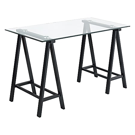 Office Star&trade; Middleton 47"W Writing Desk, Clear/Black