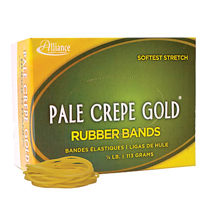 Alliance Rubber Pale Crepe Gold® Rubber Bands In 1/4-Lb Box, #16, 2 1/2" x 1/16", Box Of 669