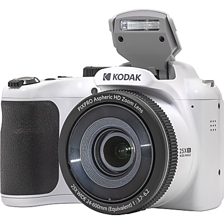 Kodak PIXPRO AZ255 16.4 Megapixel Compact Camera - White - 1/2.3" BSI CMOS Sensor - Autofocus - 3"LCD - 25x Optical Zoom - 4x Digital Zoom - Optical (IS) - 4608 x 3456 Image - 1920 x 1080 Video - Full HD Recording - HD Movie Mode