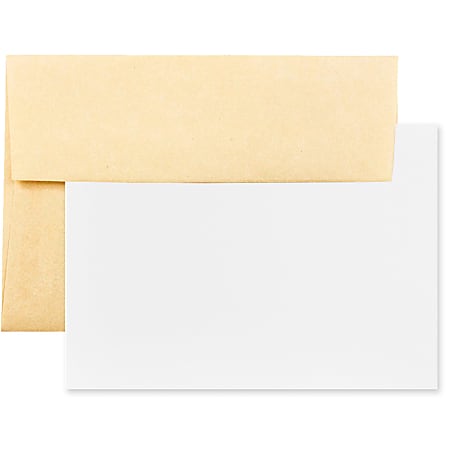 JAM Paper® Stationery Set, 5 1/4" x 7 1/4", 30% Recycled, Set Of 25 White Cards And 25 Antique Gold Envelopes