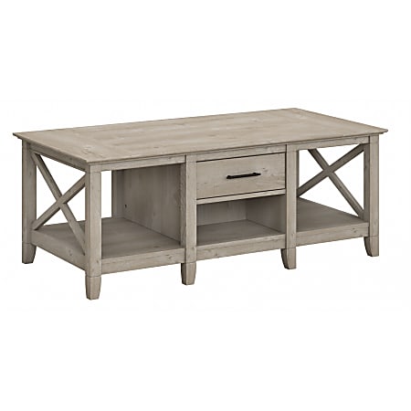 Bush Furniture Key West Coffee Table With Storage, Washed Gray, Standard Delivery