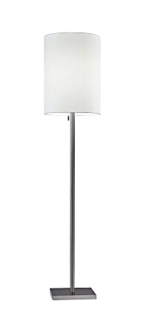 Adesso® Liam Floor Lamp, 60-1/2"H, White Shade/Brushed Steel