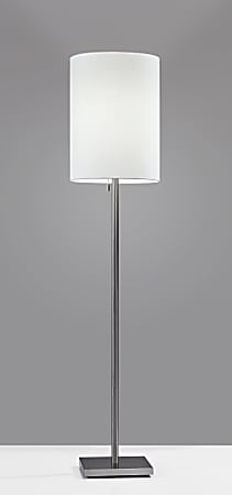 Adesso Liam Floor Lamp 60 12 H White ShadeBrushed Steel Office Depot