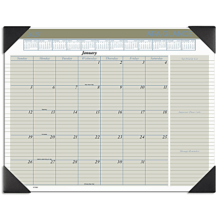 2025 AT-A-GLANCE® Executive Monthly Desk Pad, 21-3/4" x 17", Traditional, January 2025 To December 2025, HT1500