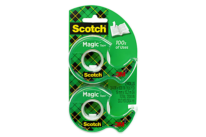 Scotch® Magic™ Tape In Dispensers, 3/4" x 600", Pack Of 2 Rolls