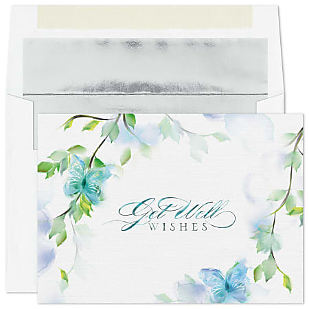 Custom Get Well Greeting Cards With Blank Foil Lined Envelopes 7 78 x 5 58  Watercolor Well Wishes Box Of 25 Cards - Office Depot