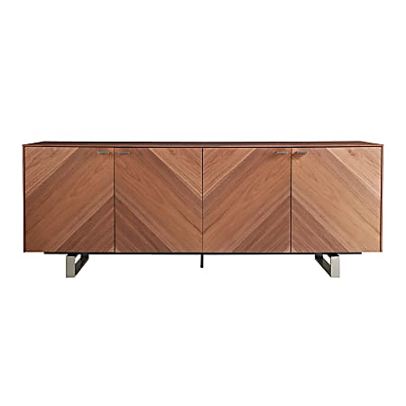 Eurostyle Alvarado 79"W Sideboard, Brushed Steel/Walnut