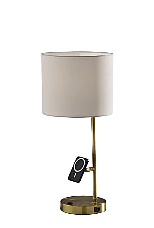 Adesso Wyatt Supercharger 22"H Desk Lamp, Off-White/Antique Brass