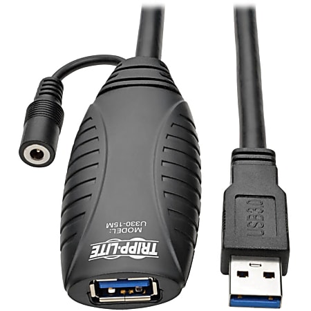 Tripp Lite USB 3.0 SuperSpeed Active Extension Repeater Cable (USB-A M/F) 15M (49.21 ft.) - Black
