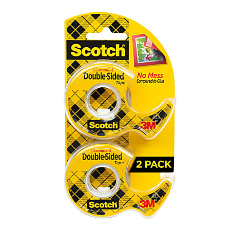 Scotch® Double Sided Tape, Permanent, Pack Of 2 Tape Rolls With Dispensers