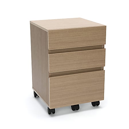 Essentials By OFM 3-Drawer Mobile Pedestal Cabinet, Harvest