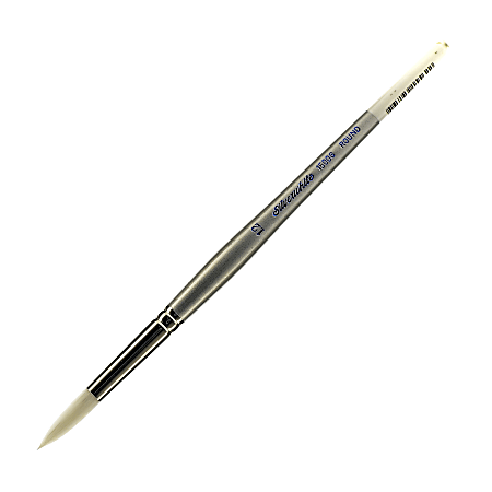 Silver Brush Silverwhite Series Short-Handle Paint Brush, Size 12, Round Bristle, Synthetic Taklon Filament, Silver/White