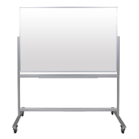 Luxor Mobile Double-Sided Magnetic Dry-Erase Whiteboard, 40" x 60", Aluminum Frame With Silver Finish