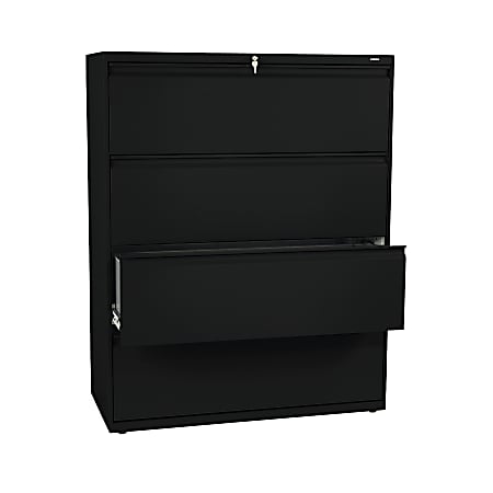 HON® Brigade® 800 42"W x 19-1/4"D Lateral 4-Drawer File Cabinet, Black