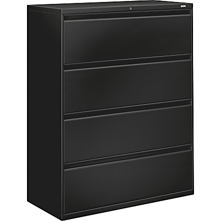 HON® Brigade® 800 42"W Lateral 4-Drawer File Cabinet, Metal, Black