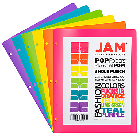 JAM Paper POP Plastic 3 Hole Punched 2 Pocket School Folders 9 12 x 11 ...