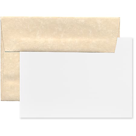 JAM Paper® Stationery Set, 5 1/4" x 7 1/4", 30% Recycled, Set Of 25 White Cards And 25 Natural Envelopes