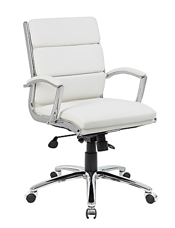 Boss Office Products Caressoft Mid-Back Chair, White