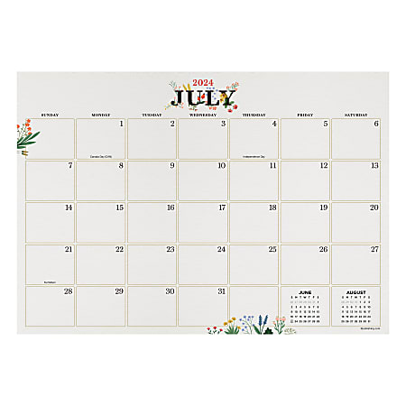 2024-2025 TF Publishing Academic Medium Monthly Desk Pad Blotter, 12” x 17”, Floral, July To June
