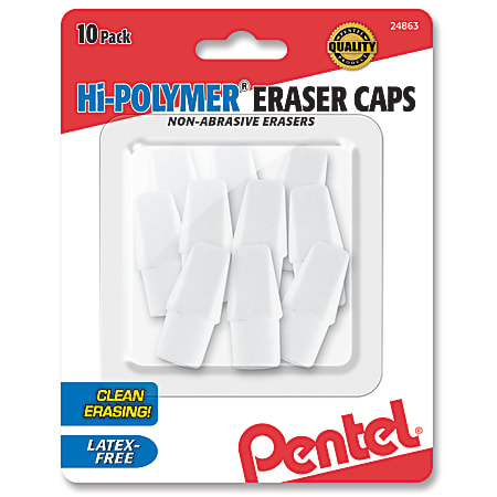 Pentel® Hi-Polymer Erasers, White, Pack Of 10