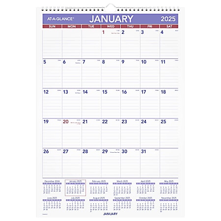 2025 AT-A-GLANCE® Erasable Monthly Wall Calendar, 12" x 17", Traditional, January 2025 To December 2025, PMLM0228
