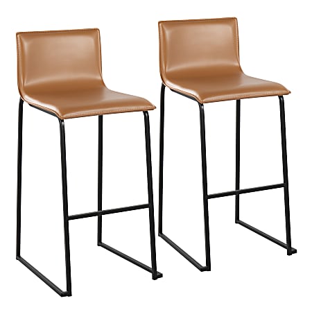 LumiSource Mara Bar Stools, Black/Camel, Set Of 2 Stools