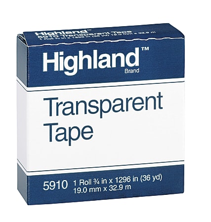 3M™ Highland™ 5910 Transparent Tape, 3/4" x 1,296"