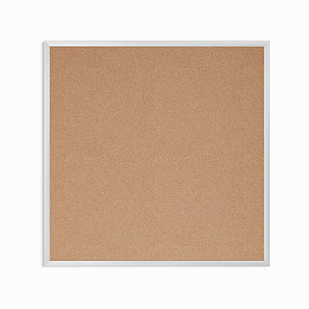 U Brands Cork Bulletin Board, 35" x 35", Silver Aluminum Frame