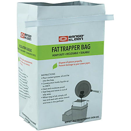 Range Kleen Trap the Grease: Fat Trapper 5 Replacement Bags - 21.98 fl oz Capacity - 3" Width x 4" Length - Seal Closure - Polyethylene, Aluminum, Kraft Paper, Polypropylene - 5Pack - Oil