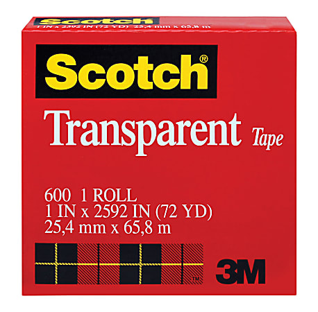 Scotch® Transparent Tape, 1" x 2,592", Clear