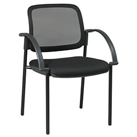 Office Star™ Work Smart Screen Back/Mesh Seat Guest Chair With Arms, 32 3/4"H x 24"W x 23 1/2"D, Black