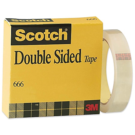Scotch Double Sided Tape with Liner 1 Width x 36 yd Length 3 Core Permanent Adhesive Backing Removable Non yellowing Photo safe Glossy 1 Pack Clear Office Depot